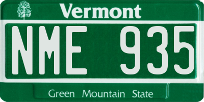VT license plate NME935