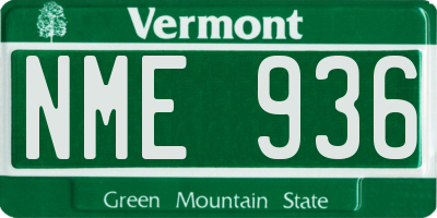 VT license plate NME936