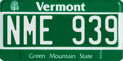 VT license plate NME939