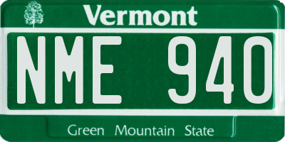 VT license plate NME940
