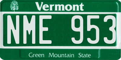 VT license plate NME953