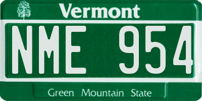 VT license plate NME954