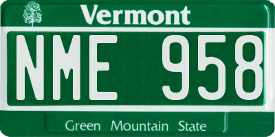 VT license plate NME958