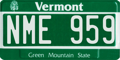 VT license plate NME959