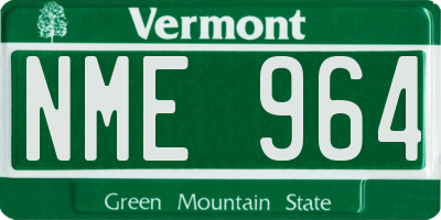 VT license plate NME964