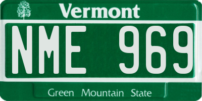 VT license plate NME969