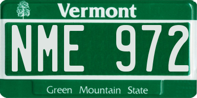 VT license plate NME972