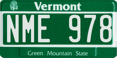 VT license plate NME978