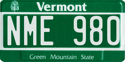 VT license plate NME980