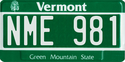VT license plate NME981