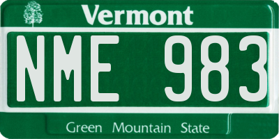 VT license plate NME983