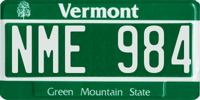 VT license plate NME984