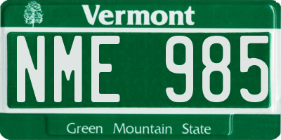 VT license plate NME985