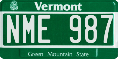 VT license plate NME987