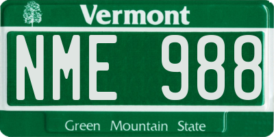 VT license plate NME988