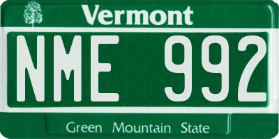 VT license plate NME992