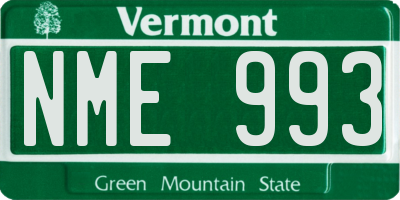 VT license plate NME993