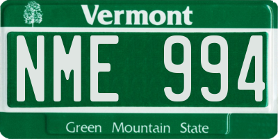 VT license plate NME994