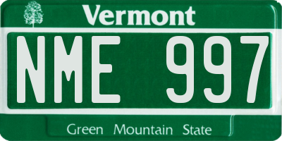 VT license plate NME997