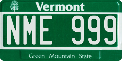 VT license plate NME999