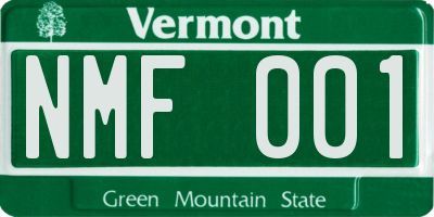VT license plate NMF001