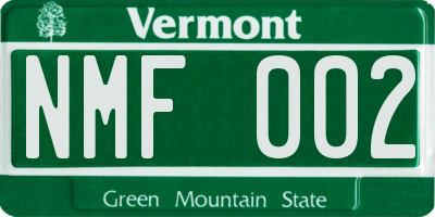 VT license plate NMF002