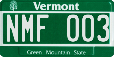 VT license plate NMF003