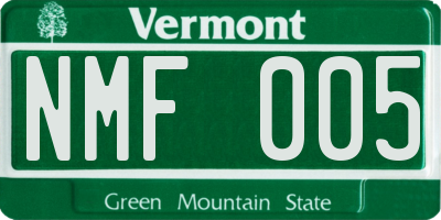 VT license plate NMF005