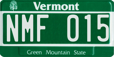 VT license plate NMF015