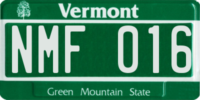 VT license plate NMF016