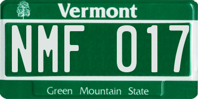 VT license plate NMF017