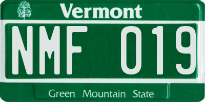 VT license plate NMF019