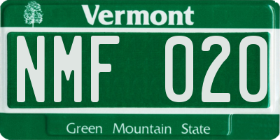 VT license plate NMF020