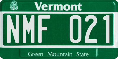VT license plate NMF021
