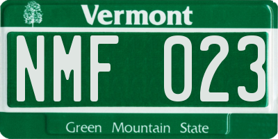 VT license plate NMF023