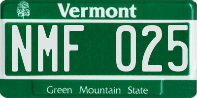 VT license plate NMF025