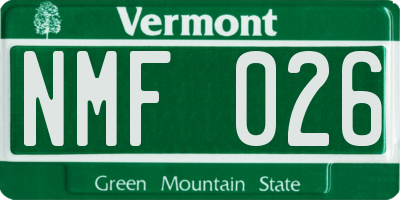 VT license plate NMF026