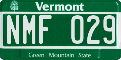 VT license plate NMF029