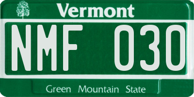 VT license plate NMF030