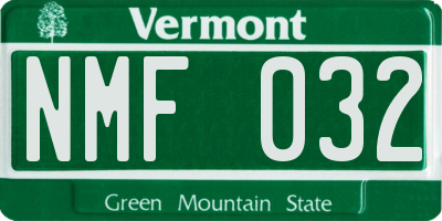 VT license plate NMF032