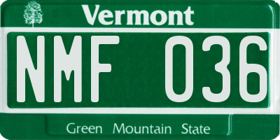 VT license plate NMF036
