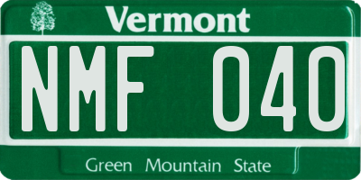 VT license plate NMF040