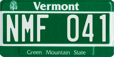 VT license plate NMF041