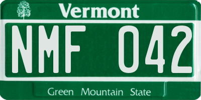 VT license plate NMF042