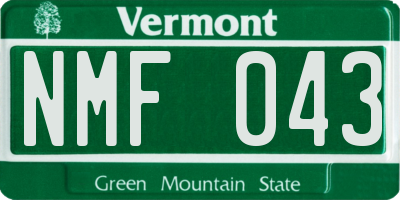 VT license plate NMF043