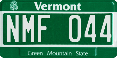 VT license plate NMF044