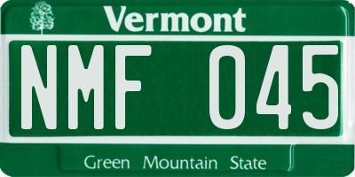 VT license plate NMF045