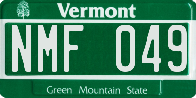 VT license plate NMF049