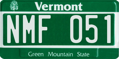 VT license plate NMF051
