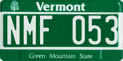 VT license plate NMF053